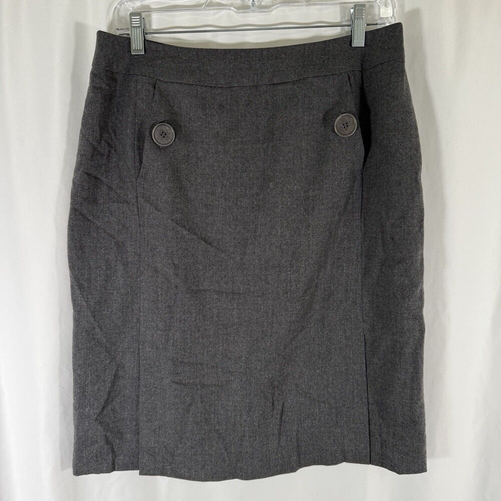 Talbots Wool Blend Skirt Women's 10 Grey Pockets Lined Zip Back Knee Length